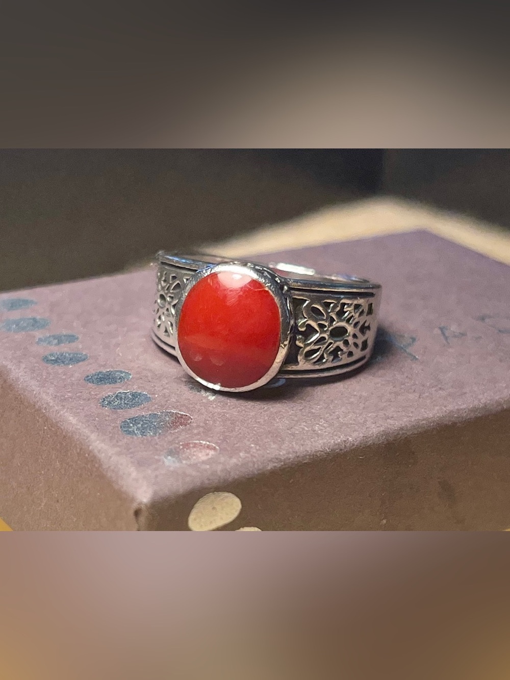 Silpada Red Stone Filigree Ring